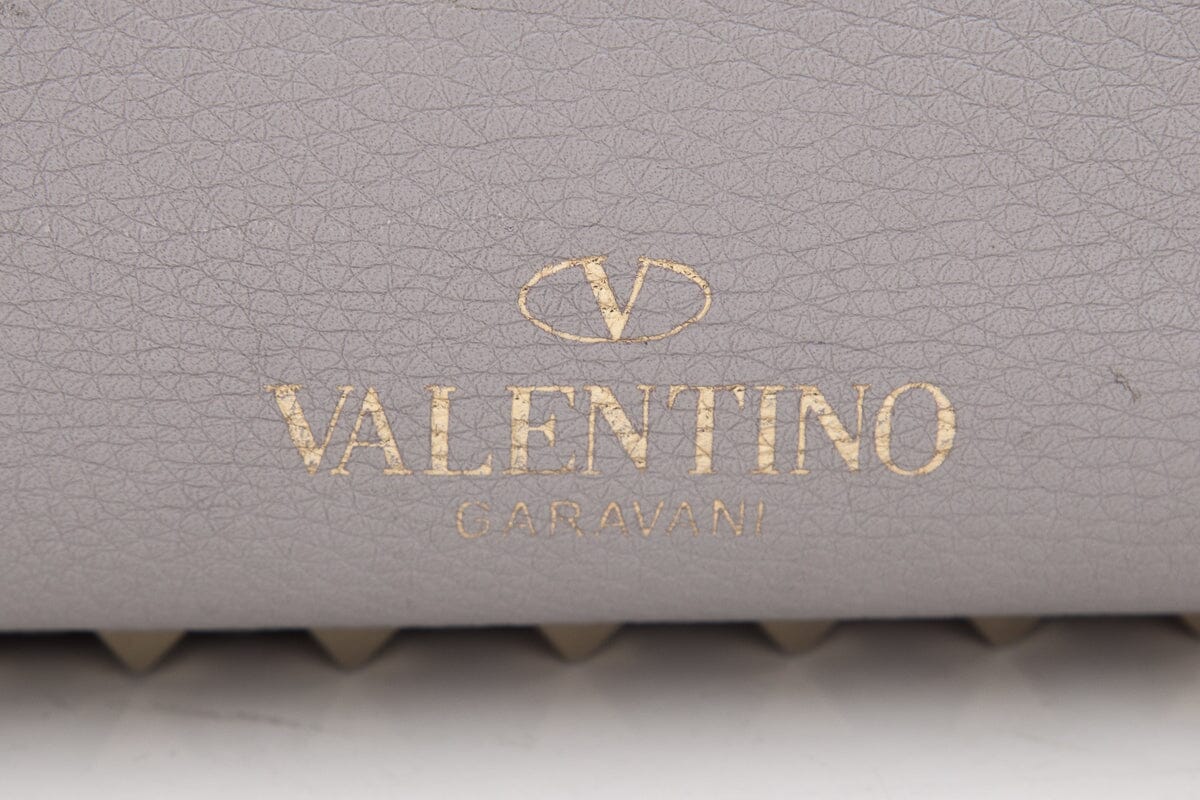 Valentino Grey Leather Rockstud Medium Tote