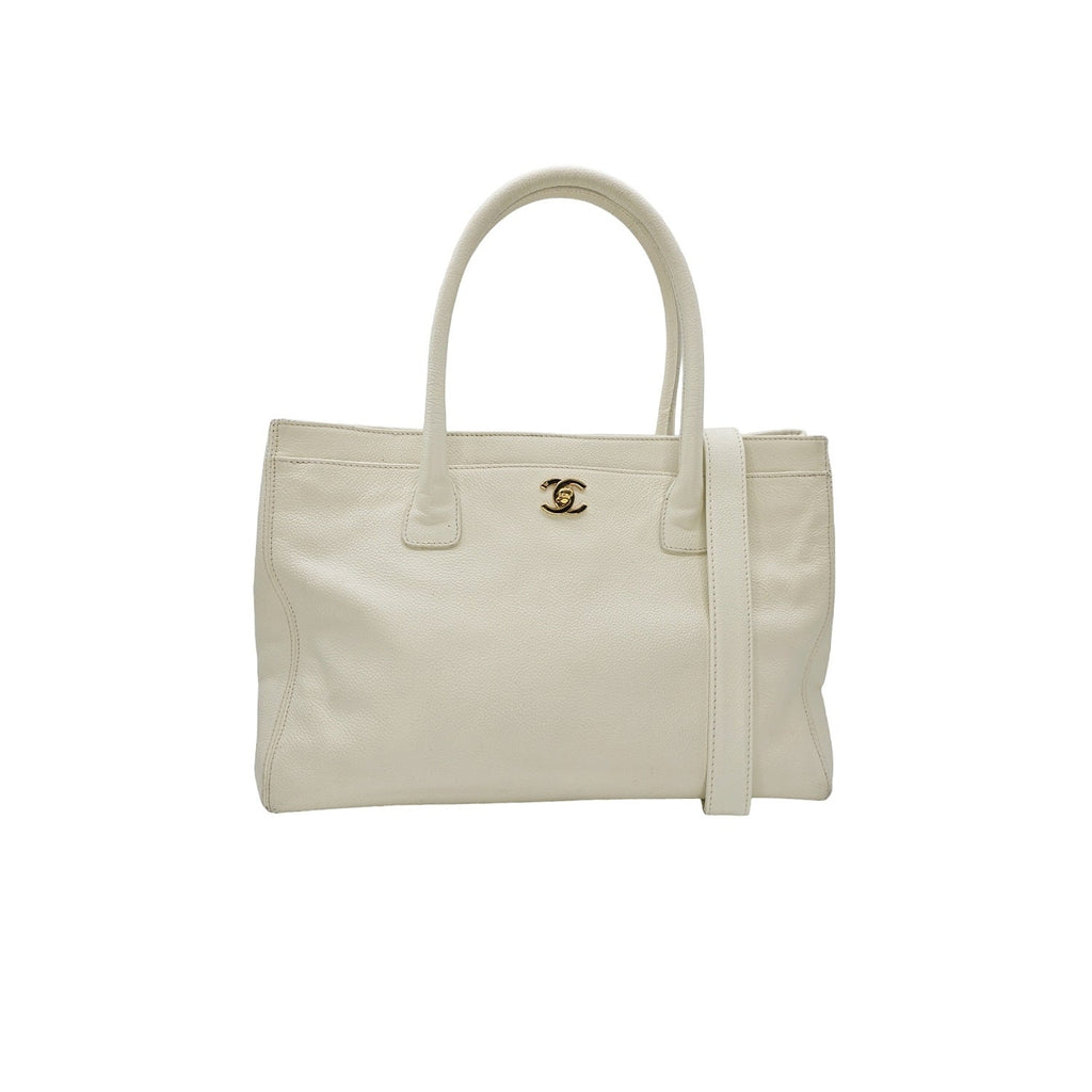 Chanel Vintage Calfskin Cerf Executive Shopper Tote White