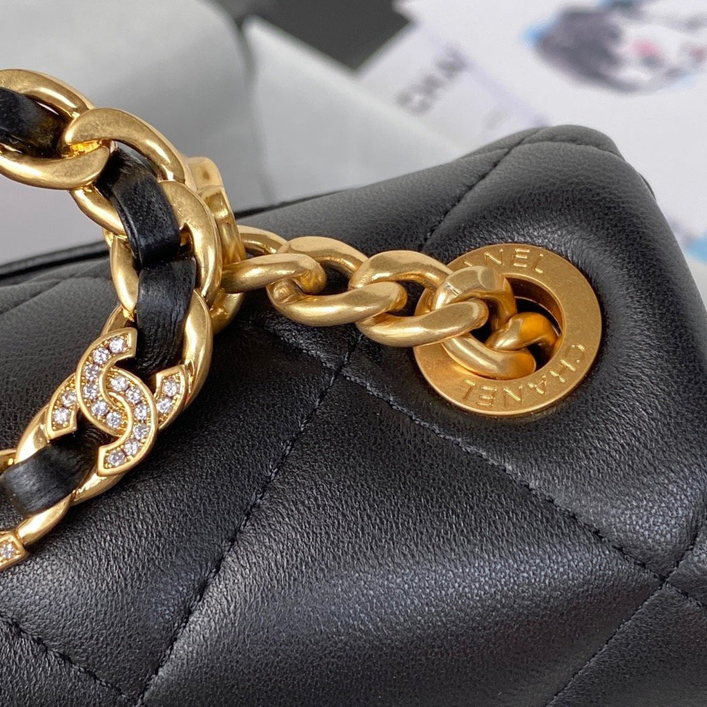 CHLSmall Flap Bag Gold Hardware Black For Women, Women’s Handbags, Shoulder Bags 7.9in/20cm AS3450
