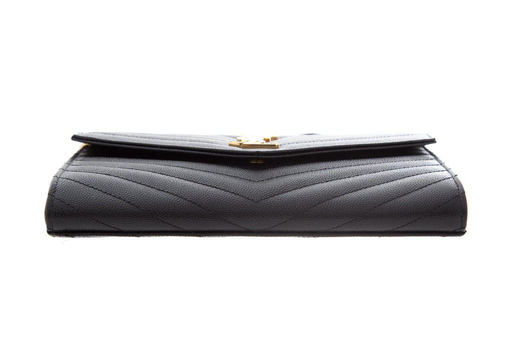 Saint Laurent Black Grain De Poudre Envelope Clutch