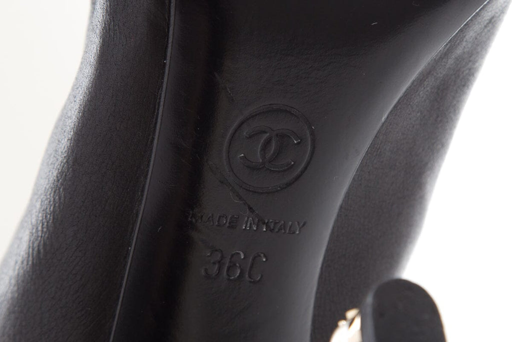 Chanel Black Leather High Boots SZ 36