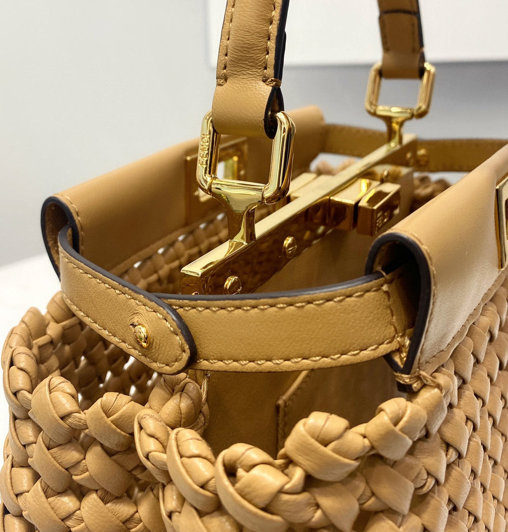 FI GlamI Mini Light Brown Braided Bag For Woman 18cm/7in