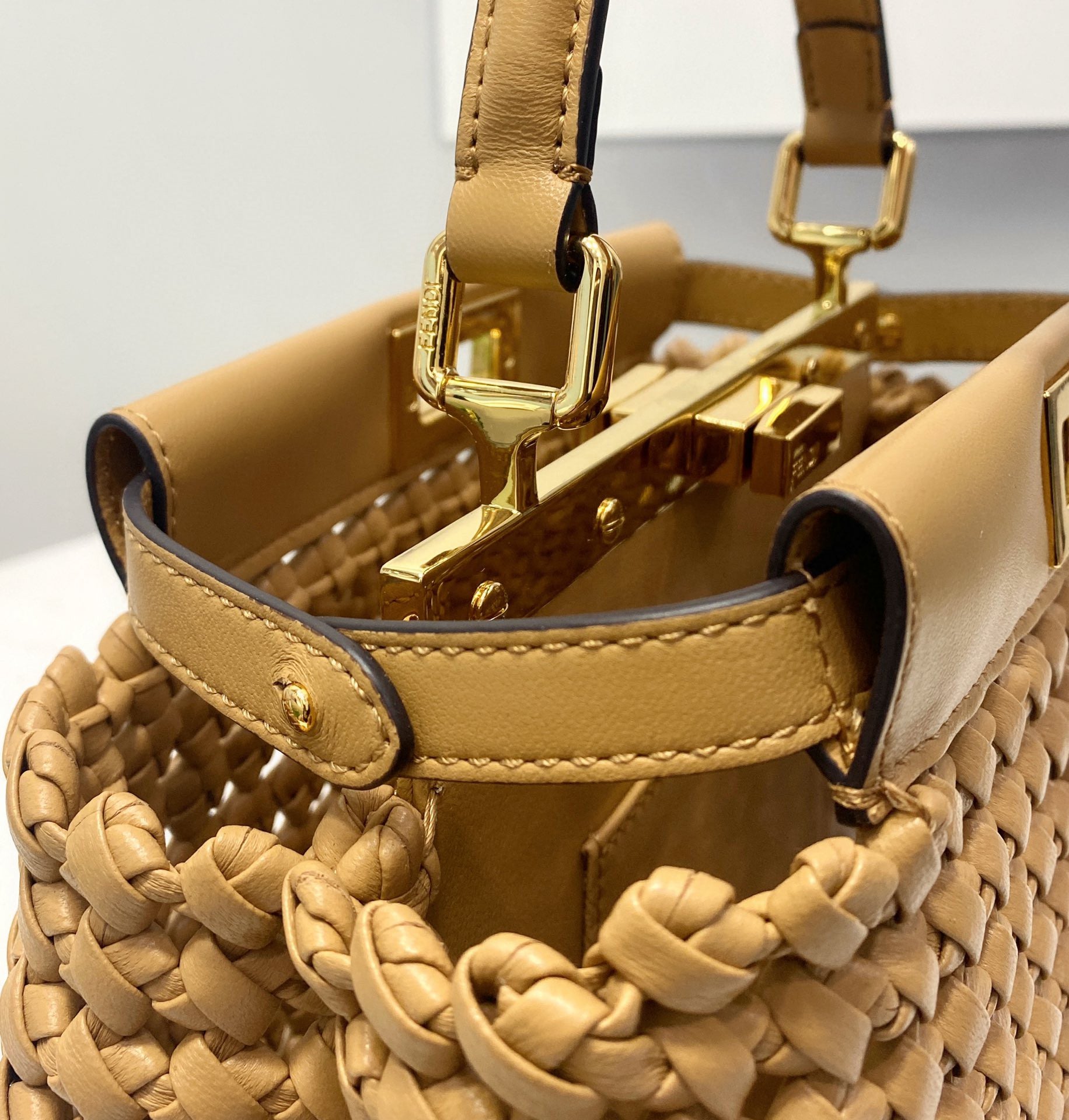 FI GlamI Mini Light Brown Braided Bag For Woman 18cm/7in