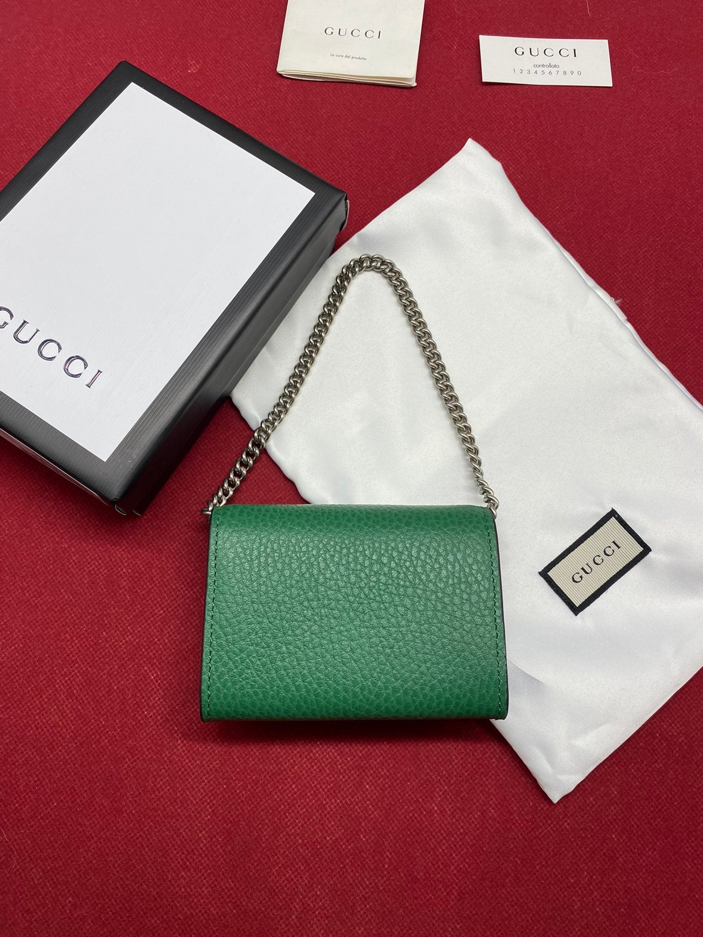 Glami Super Mini GLAMIonysus Chain Bag Emerald Green Metal-Free Tanned For Women 4in/11cm Glami