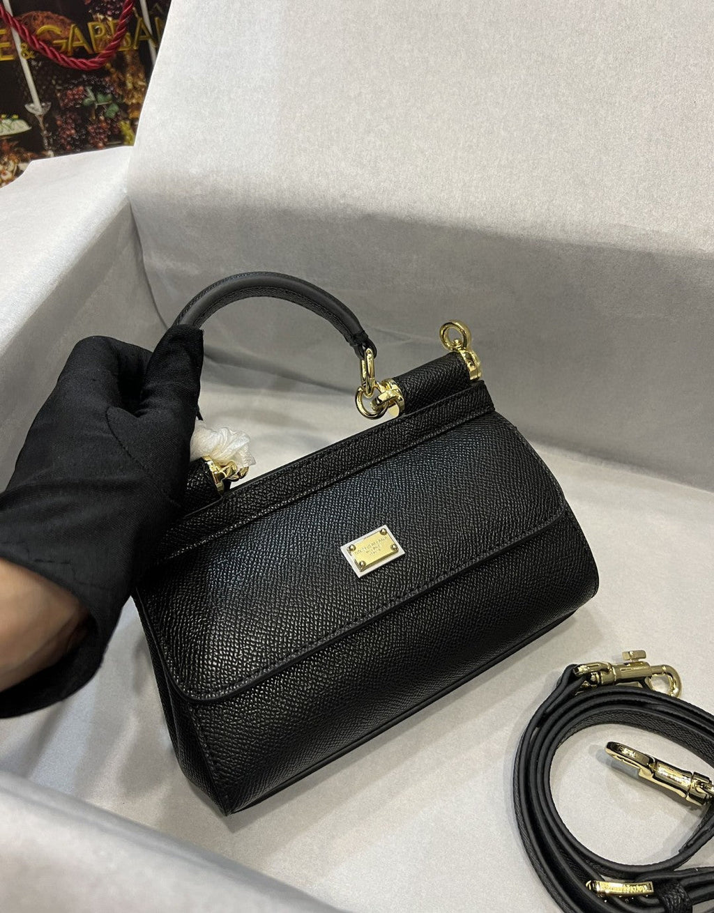 GLAMI Small Sicily Bag In Dauphine Black For Women 7.5in/19cm GLAMI GLAMI7116A100180999
