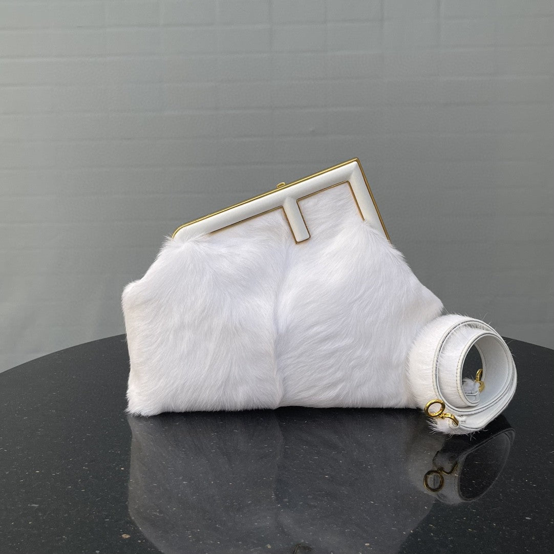 FI First MeGLAMIum White Fox Fur Bag For Woman 32.5cm/13in