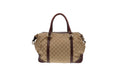 Gucci GG Canvas and Burgundy Leather Horsebit Nail Boston Bag