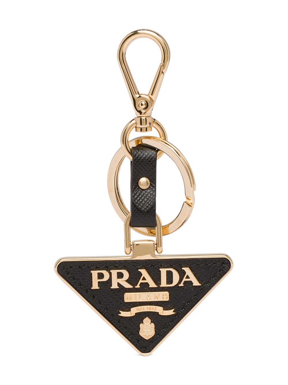 PRADA Mini Leather Triangle Keychain