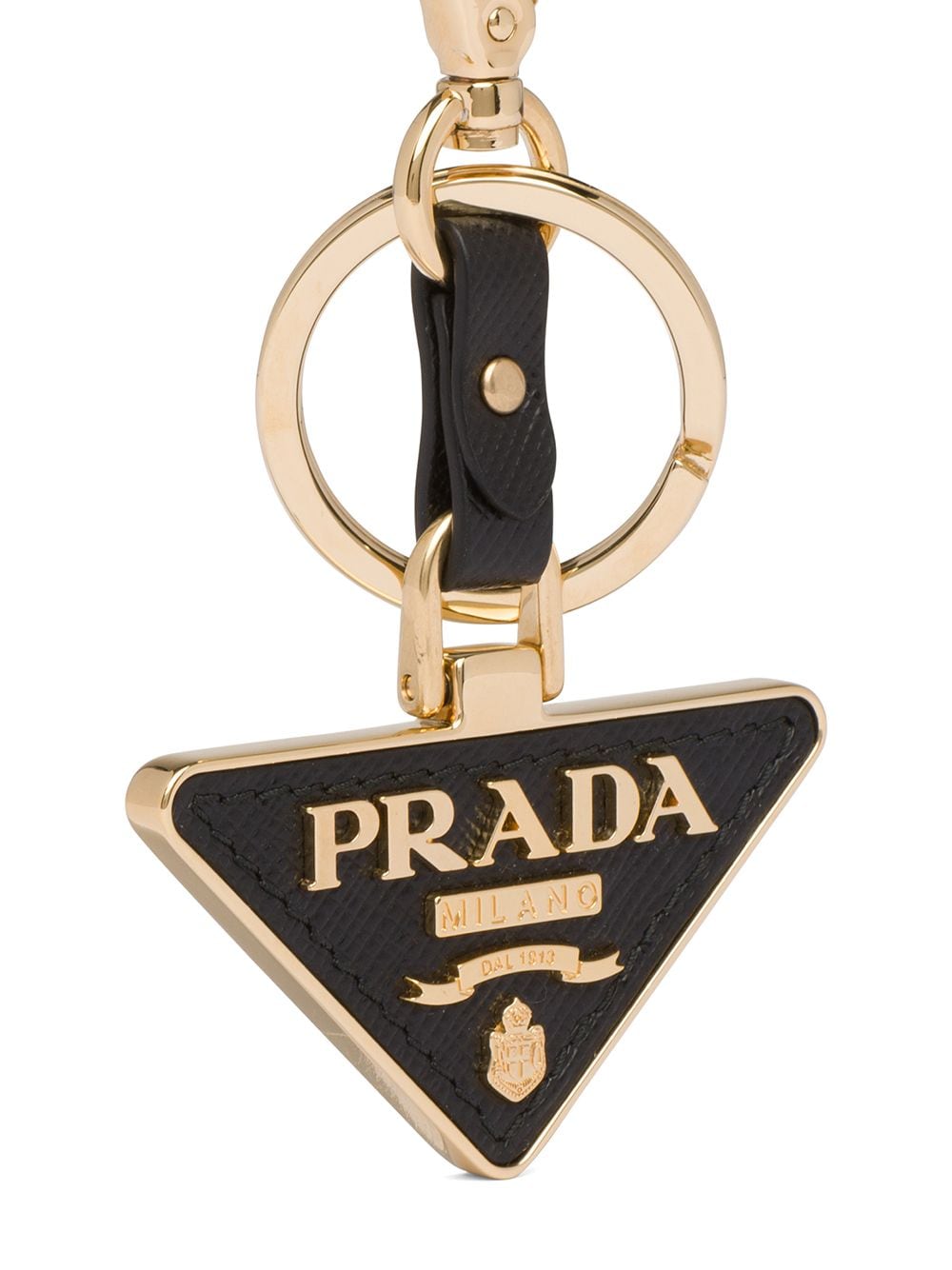 PRADA Mini Leather Triangle Keychain