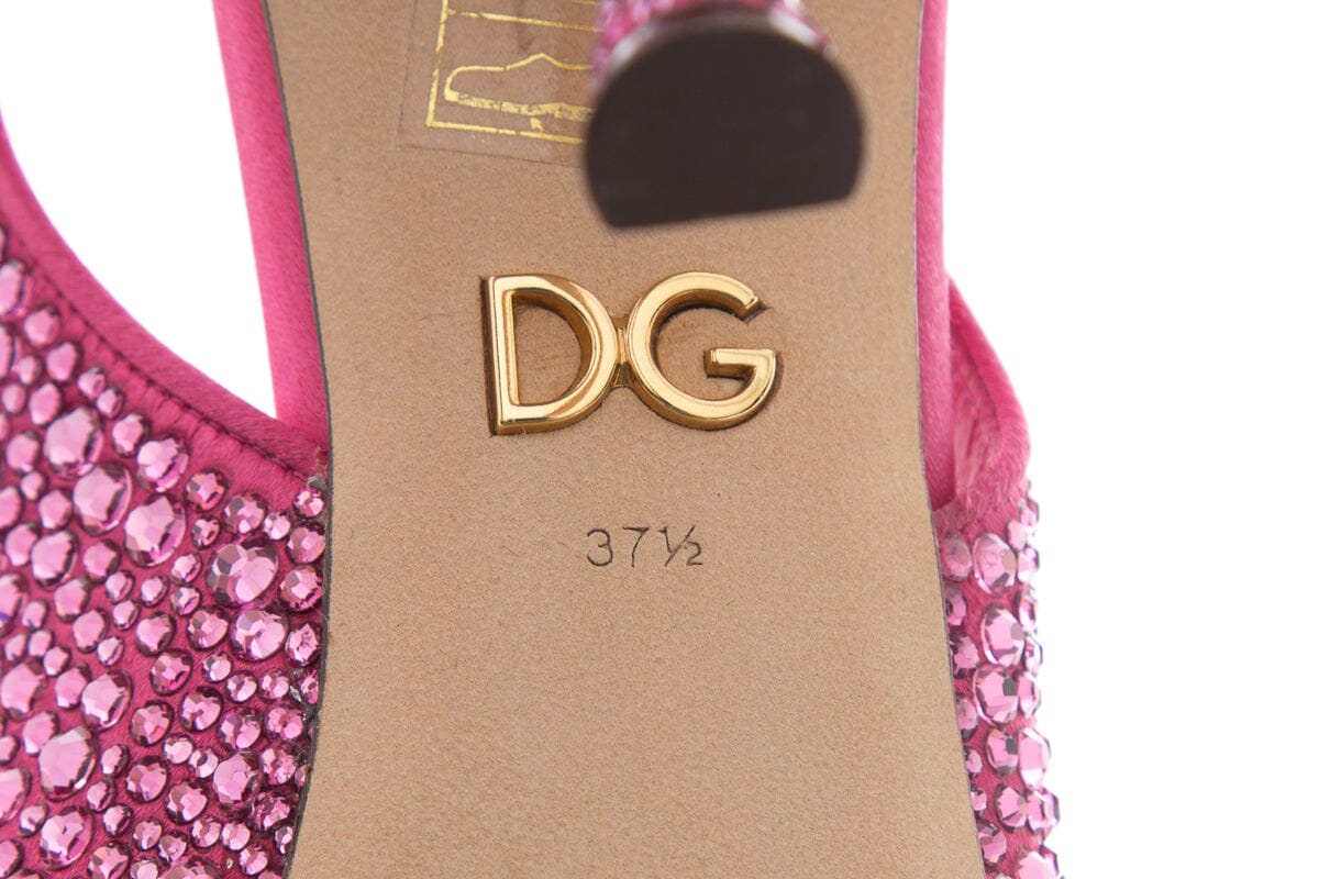 Dolce & Gabbana Pink leather Crystal Embellished Heels SZ 37.5