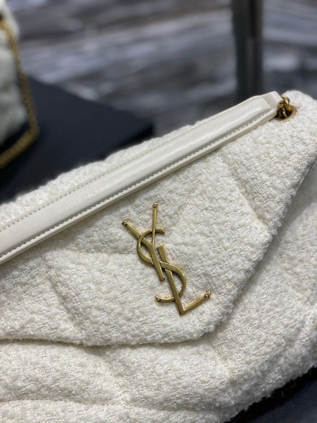 GLAMI Puffer Small Chain Bag White For Women, Women’s Bags 11.4in/29cm YSLÃ¢â‚¬Å½