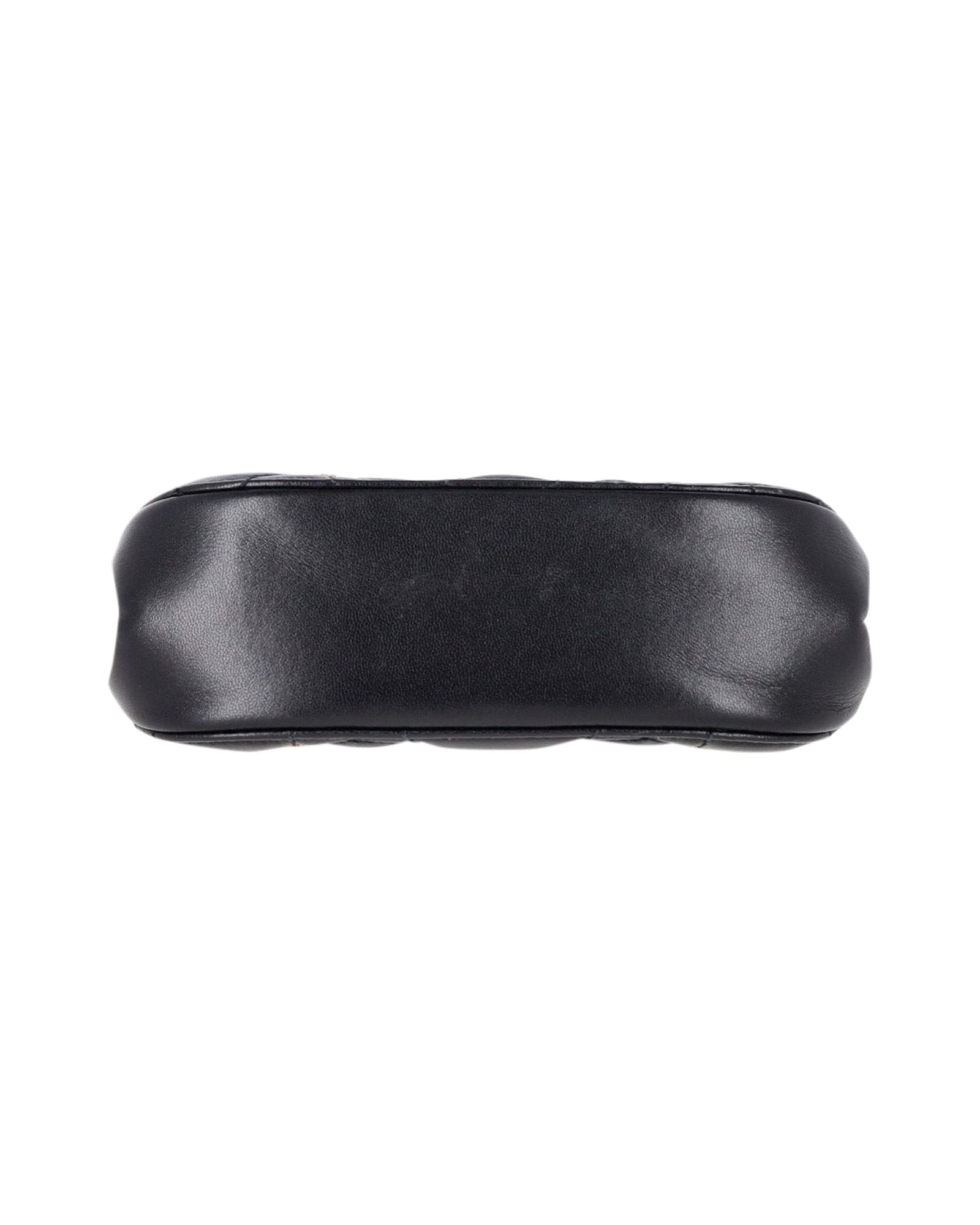 Dior Studded D-Fence Round Clutch with Chain in Black Leather