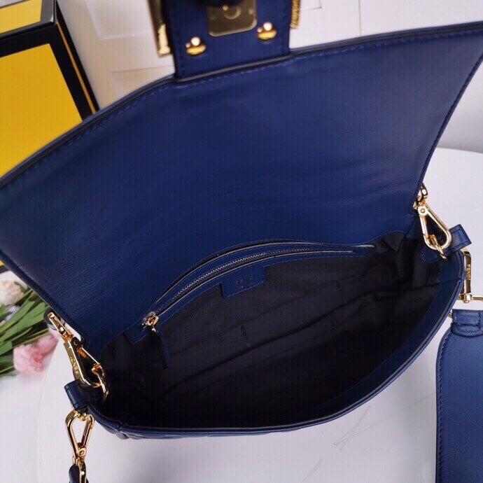 FI Baguette Chain MiGLAMI MeGLAMIum Dark Blue Bag For Woman 26cm/10in