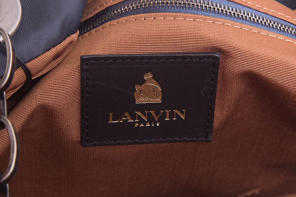Lanvin Navy Lambksin Leather Quilted Tote