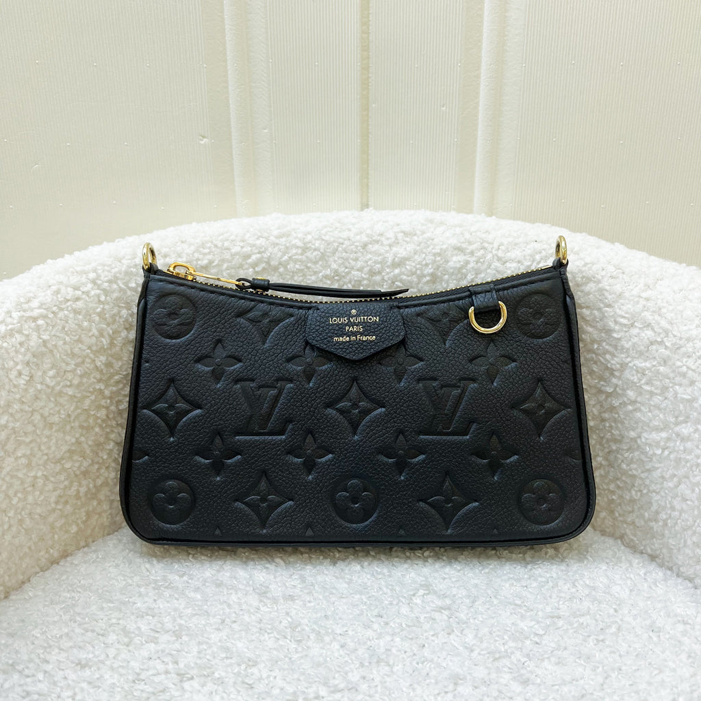 LV Easy Pouch on Strap Bag in Black Monogram Empreinte Leather and GHW