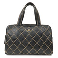 CHANEL Wild Stitch Leather Hand Bag Black A14692