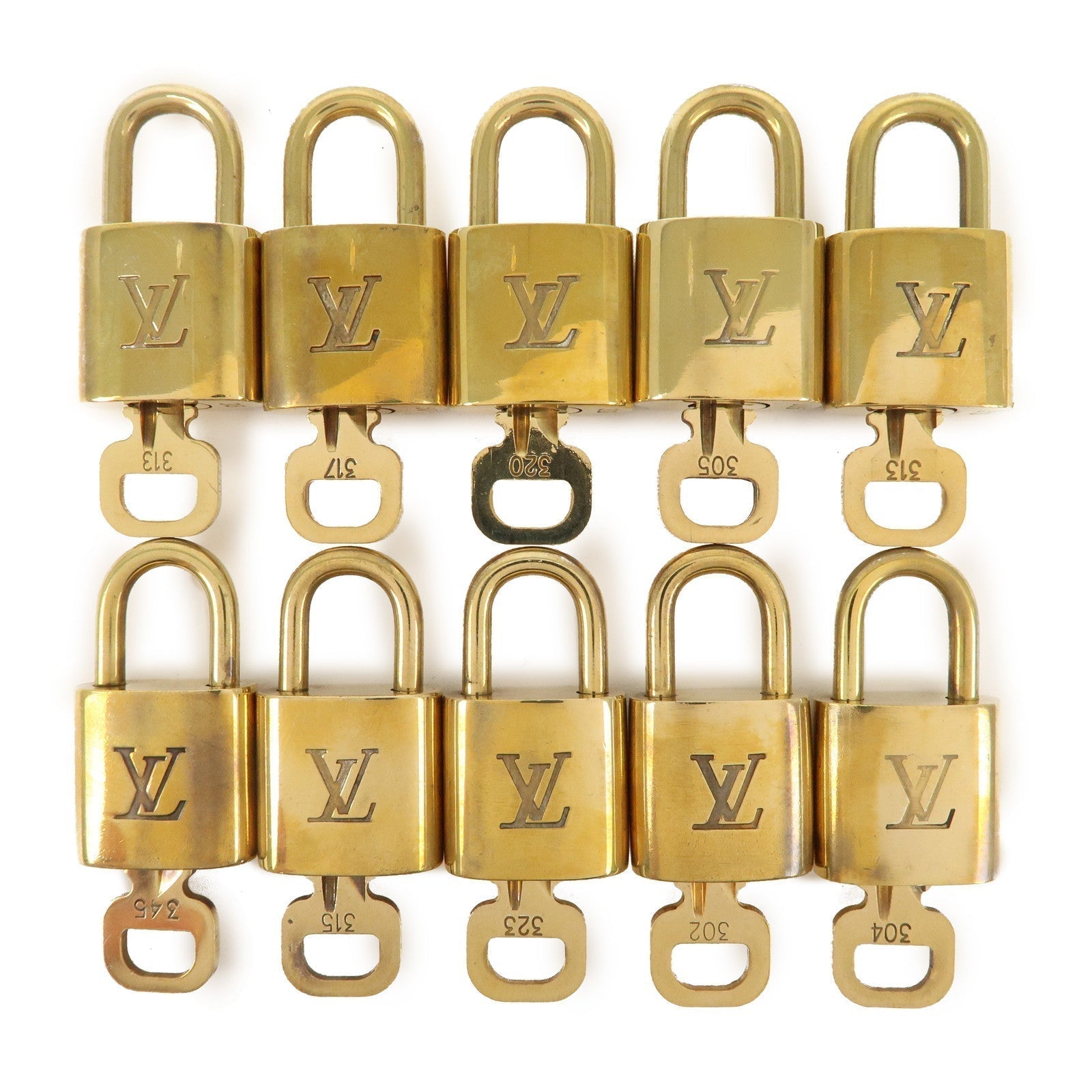 Louis Vuitton Set of 10 Lock & Key Cadena Key Lock Gold