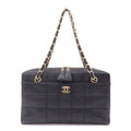 CHANEL Chocolate Bar Lamb Skin Chain Shoulder Bag Black