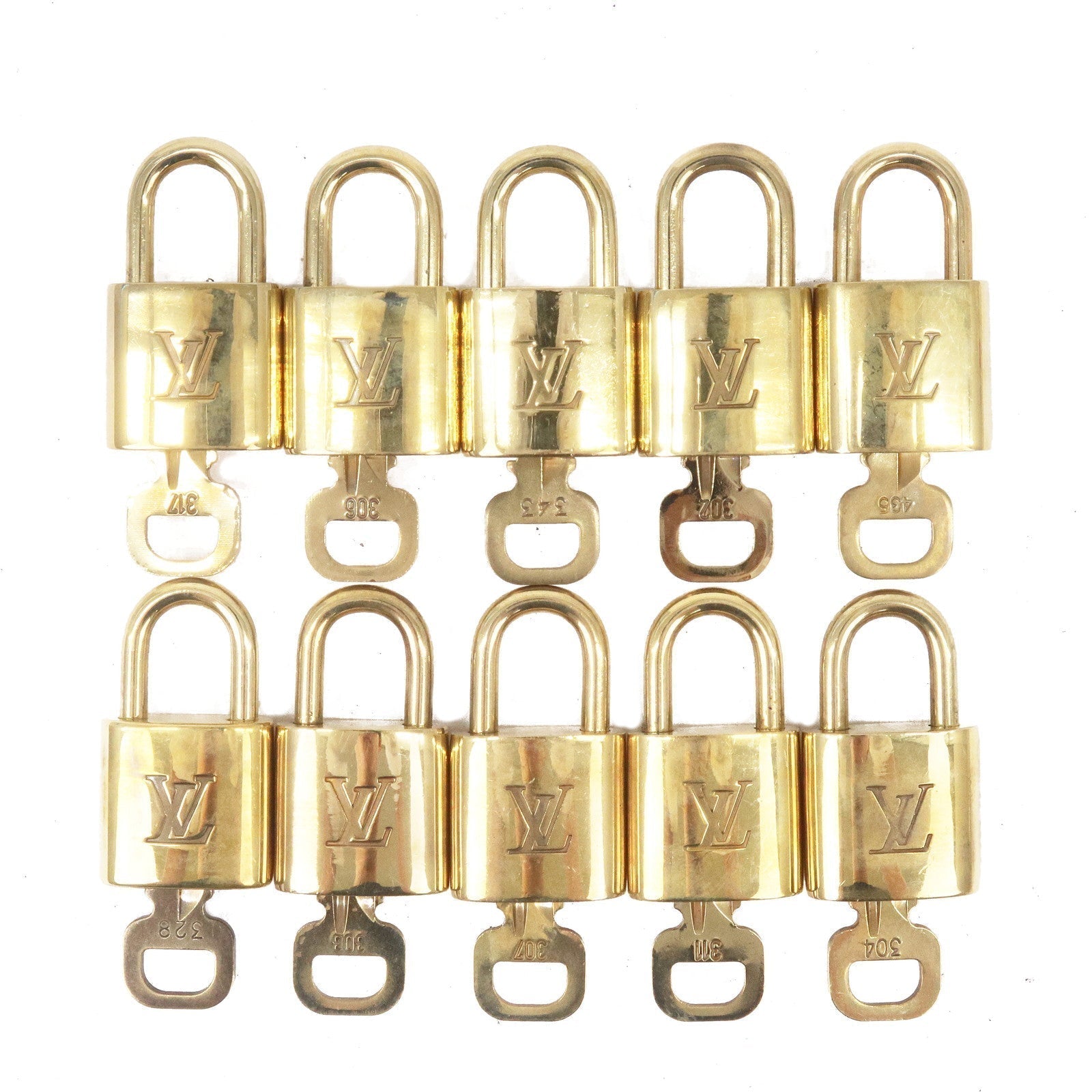 Louis Vuitton Set of 10 Lock & Key Cadena Key Lock Gold