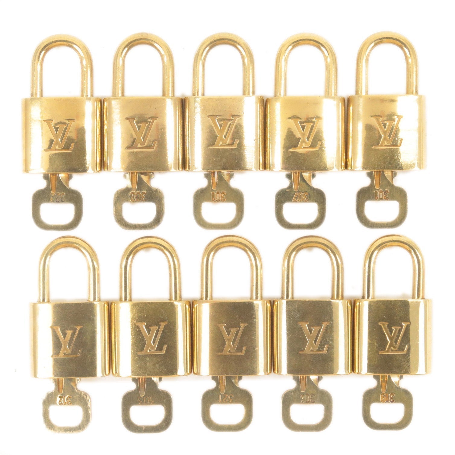 Louis Vuitton Set of 10 Lock & Key Cadena Key Lock Gold