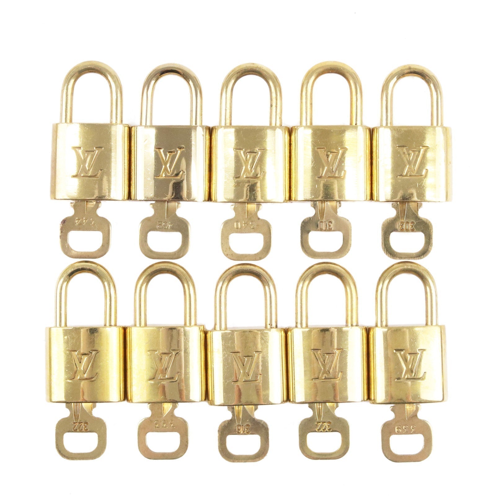 Louis Vuitton Set of 10 Lock & Key Cadena Key Lock Gold