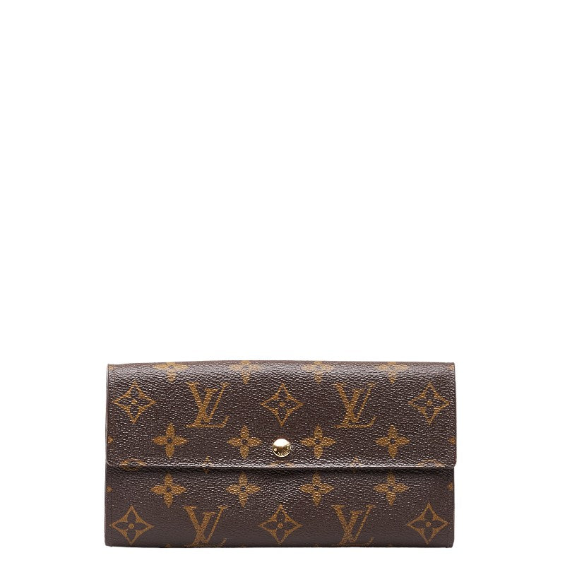 Louis Vuitton Monogram Portefolio Sarah Long Wallet M61734 Brown PVC Leather  Louis Vuitton