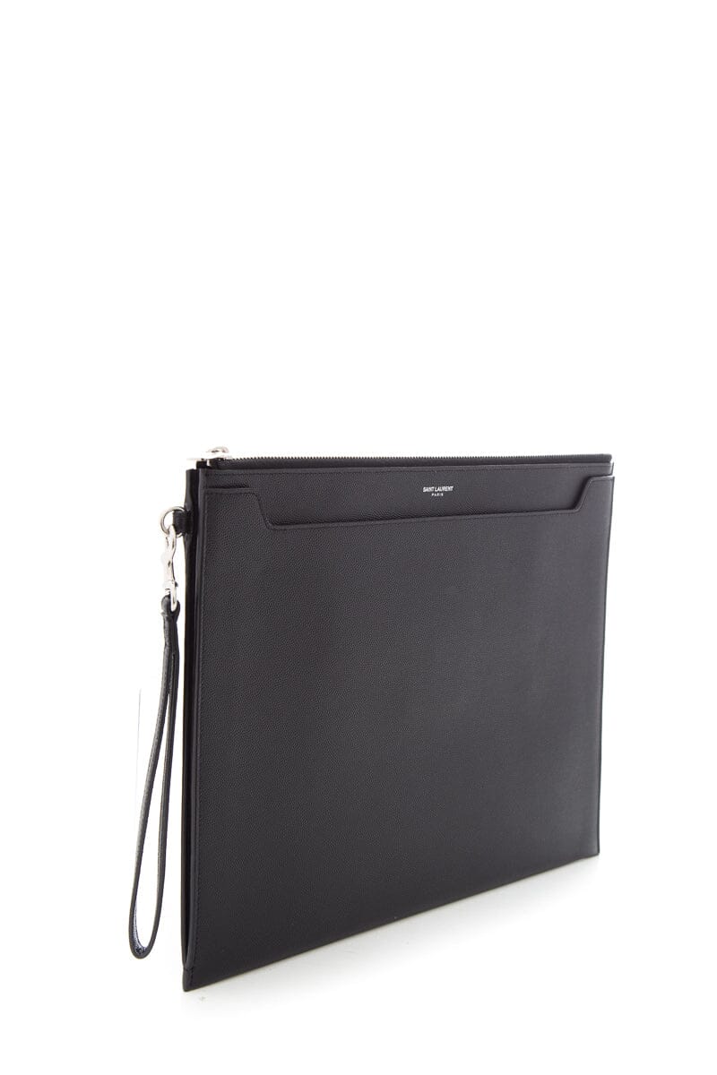 Saint Laurent Black Leather Clutch/Tablet Sleeve
