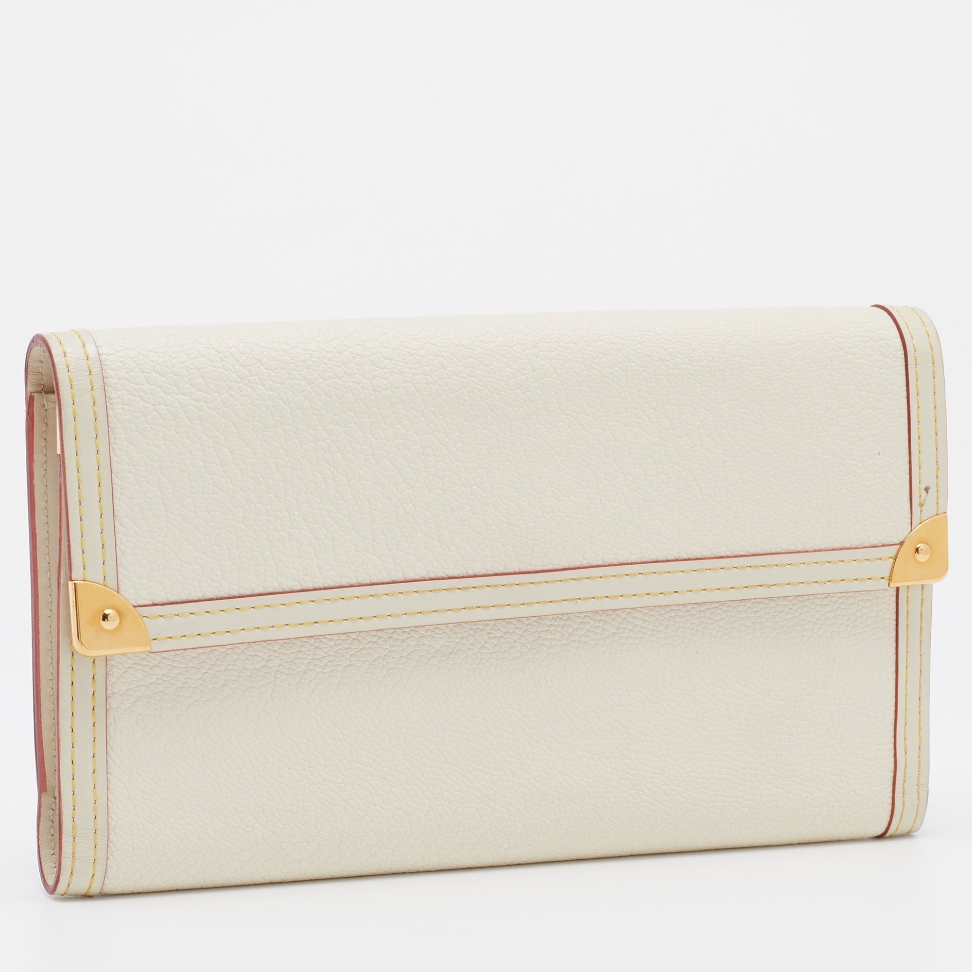 Louis Vuitton White Suhali Leather Porte Tresor International Wallet..