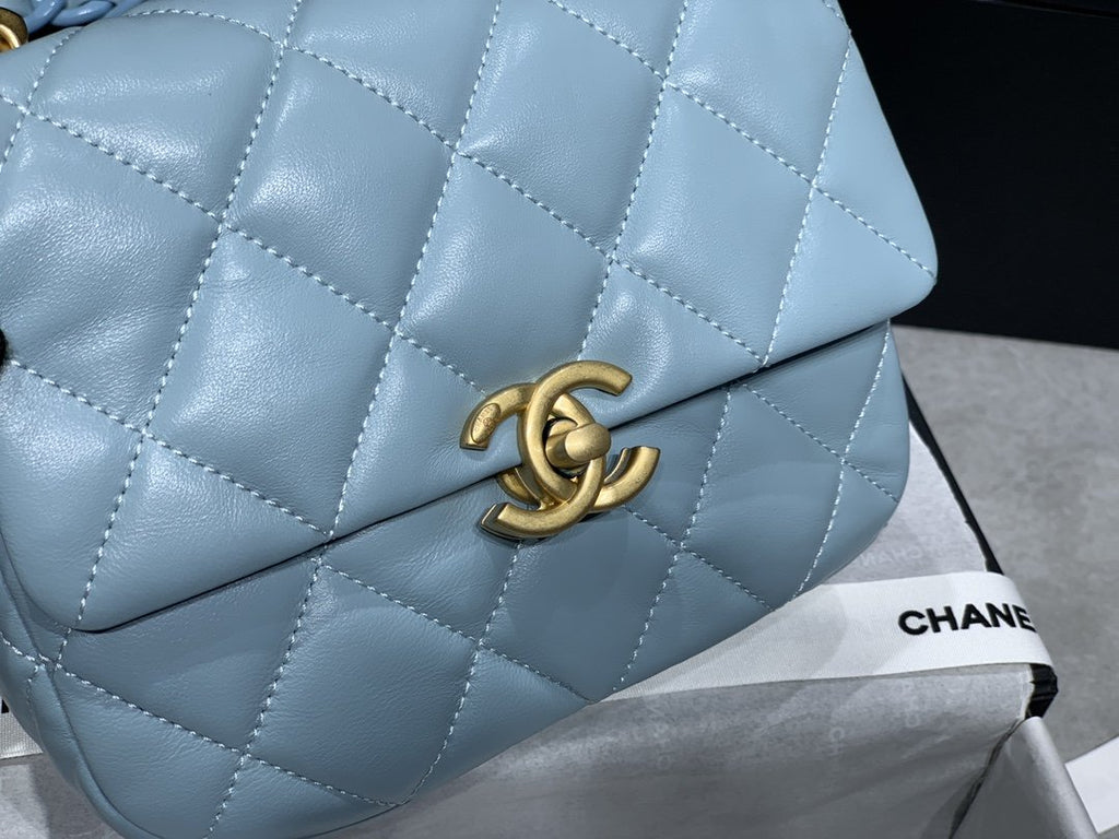 CHLMini GlamIap Bag Gold-Tone Metal Blue Bag For Women 13cm/5in