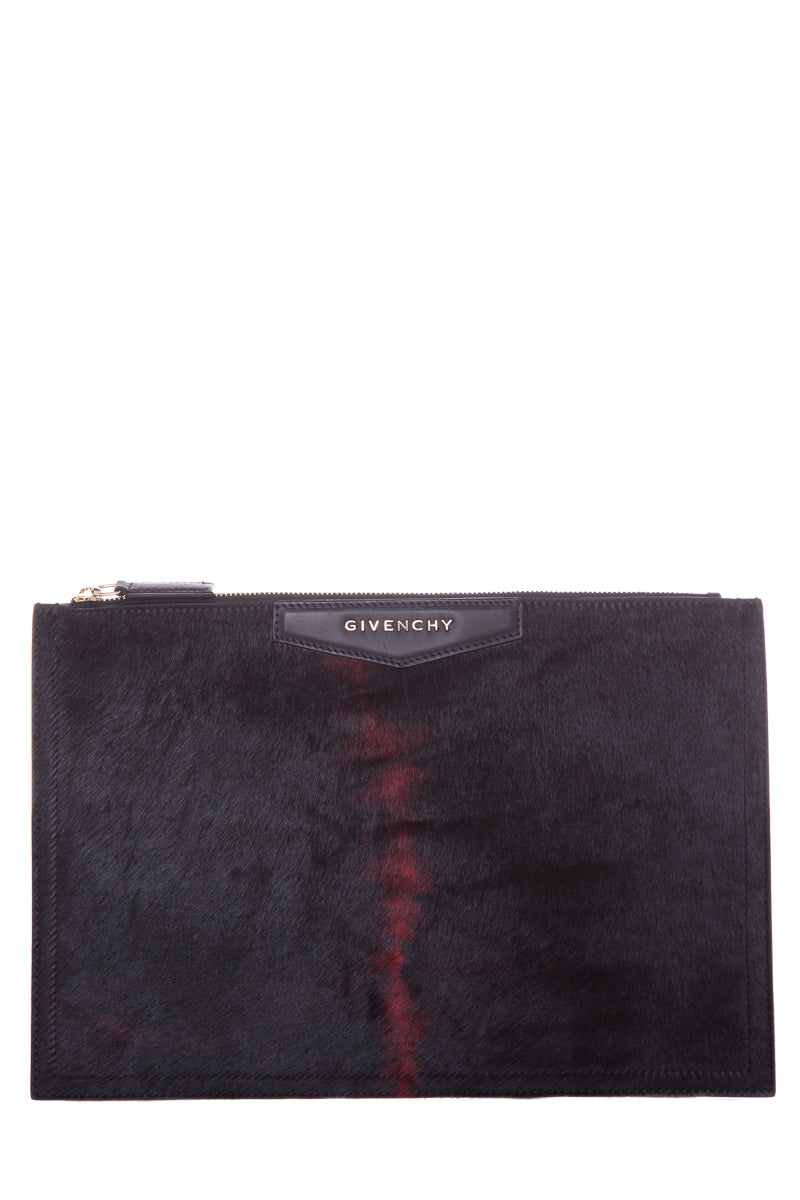 Givenchy Black & Red Pony Hair Antigona Pouch