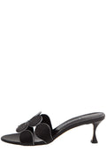 Manolo Blahnik Black Kitten Heel Disk Strap Mules SZ 39.5