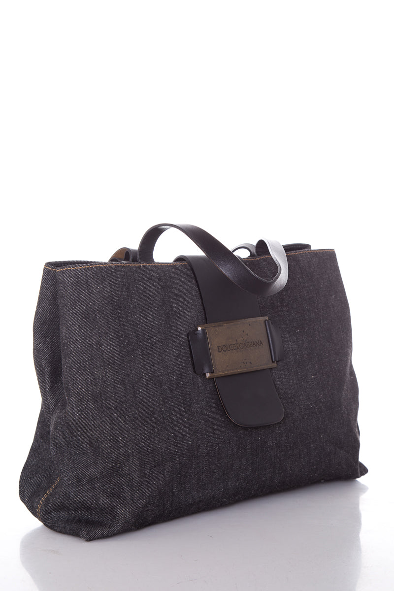 Dolce & Gabbana Dark Denim Tote  Handbag