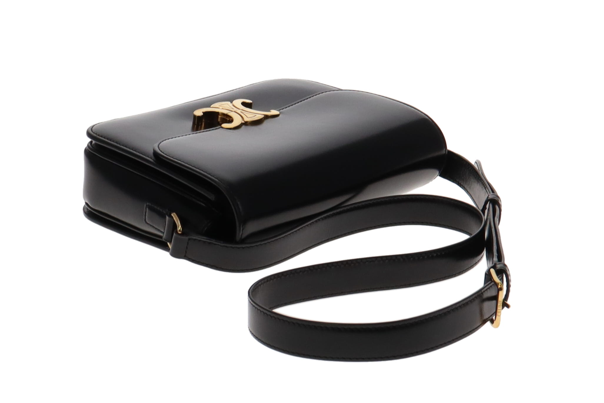 Celine Classic Triomphe Bag In Shiny Calfskin Black