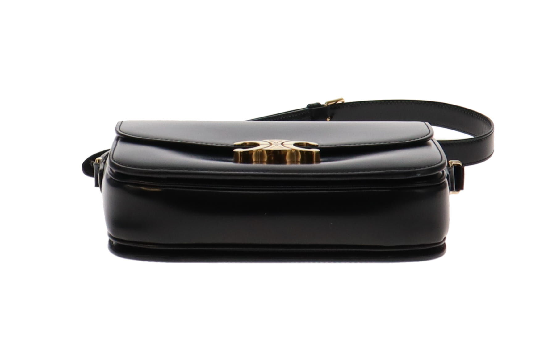 Celine Classic Triomphe Bag In Shiny Calfskin Black