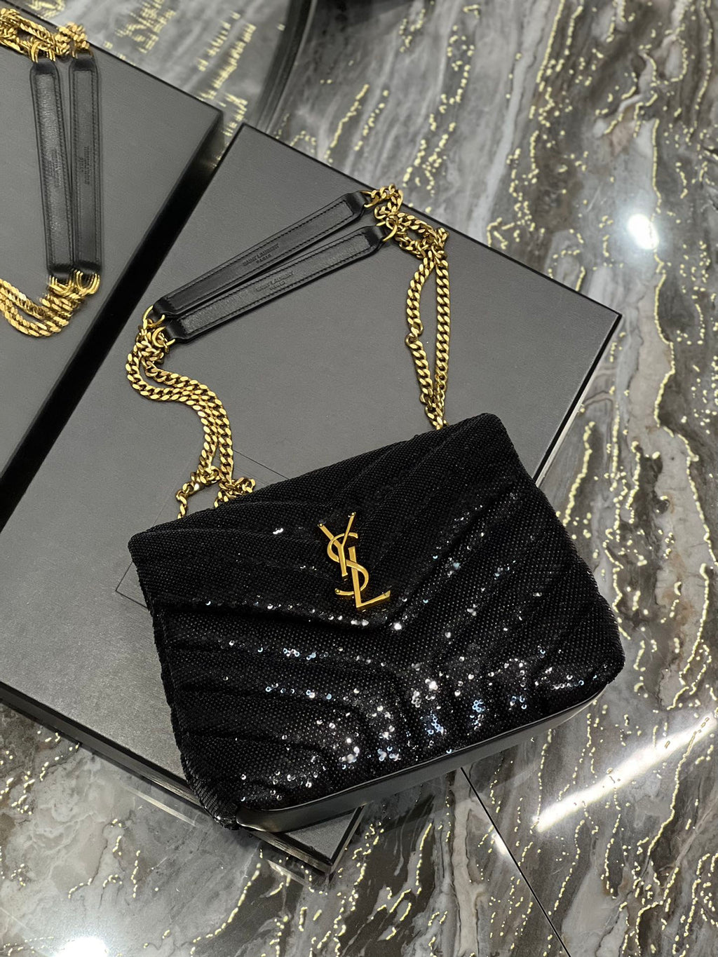 YSSL Loulou Small Chain Bag Black For Women, Women’s Bags 9in/23cm YSL 494699FAAER1000