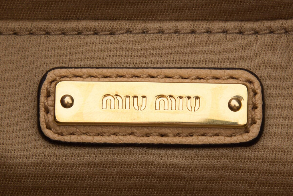 Miu Miu Tan Leather Camera Handbag
