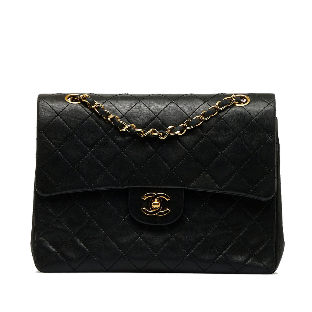 Chanel Classic Double Flap Medium Tall Black Lambskin Gold