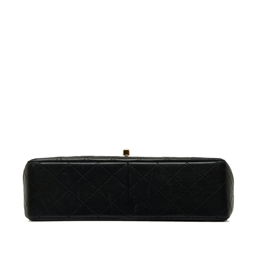 Chanel Classic Double Flap Medium Tall Black Lambskin Gold