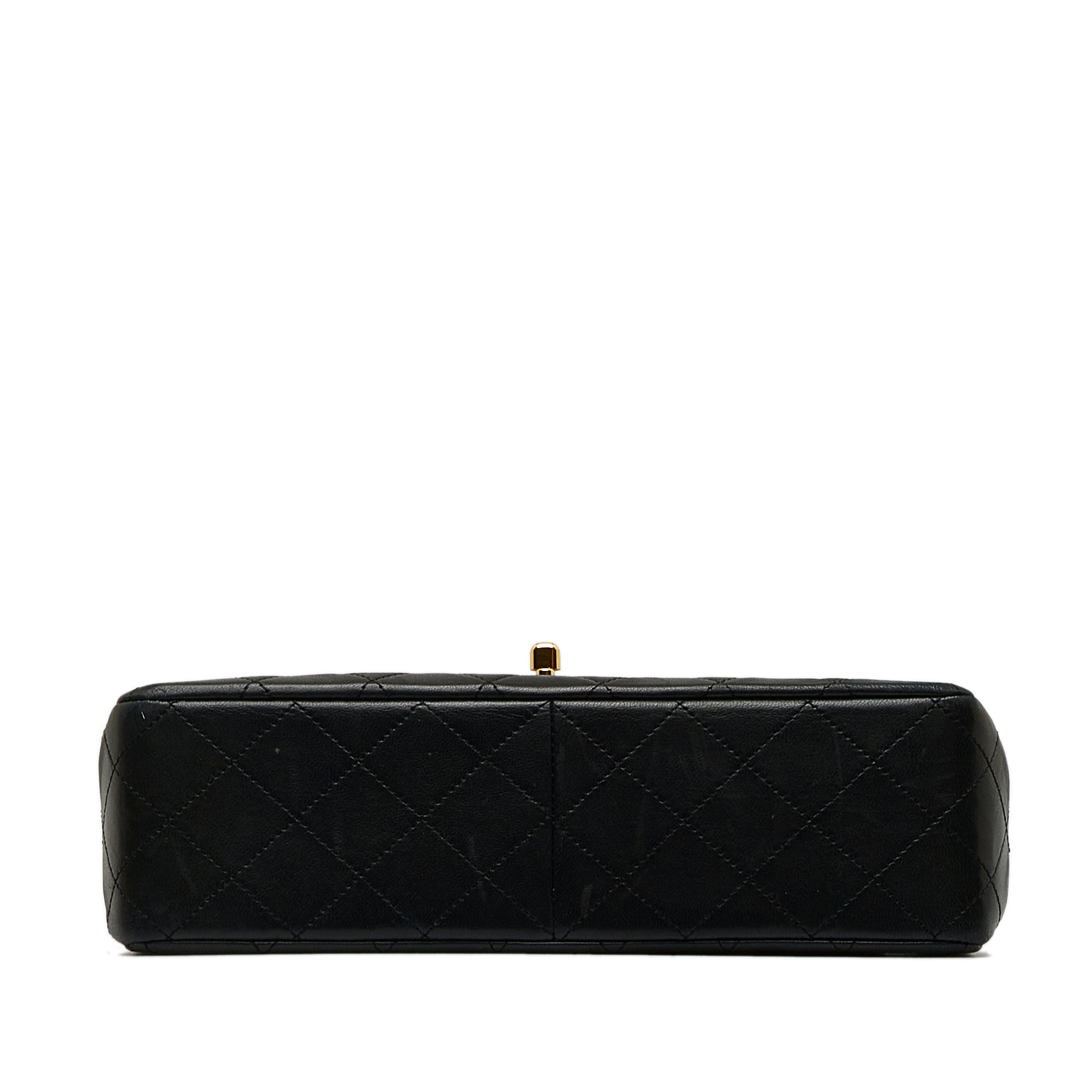 Chanel Classic Double Flap Medium Tall Black Lambskin Gold