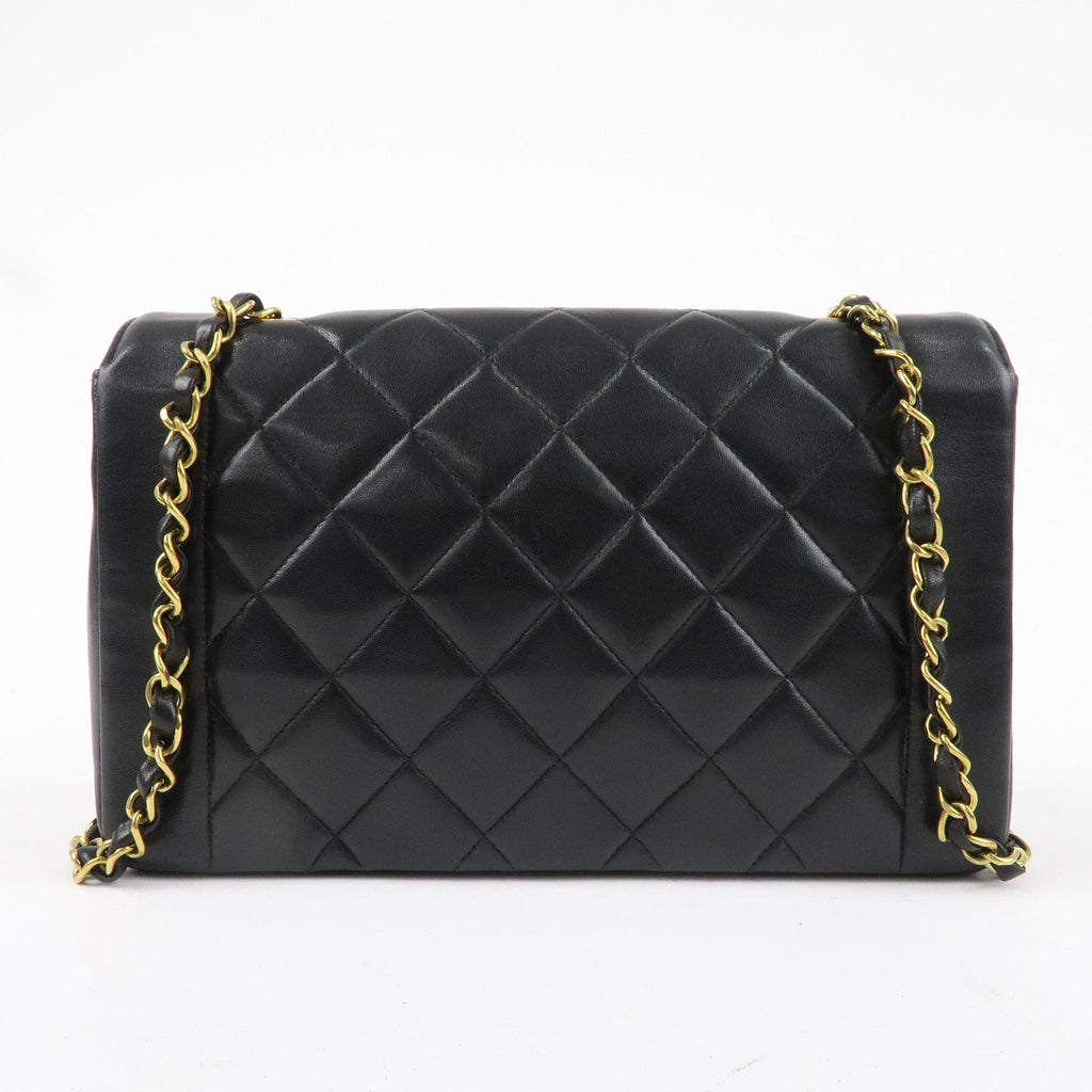 CHANEL Matelasse Lambskin Diana Chain Shoulder Bag Black A01165