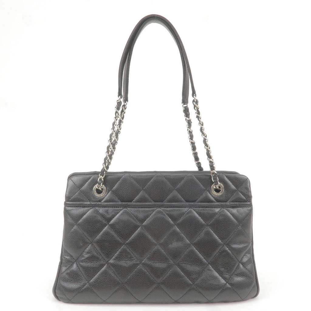 CHANEL Matelasse Caviar Skin Chain Tote Bag Black A67294