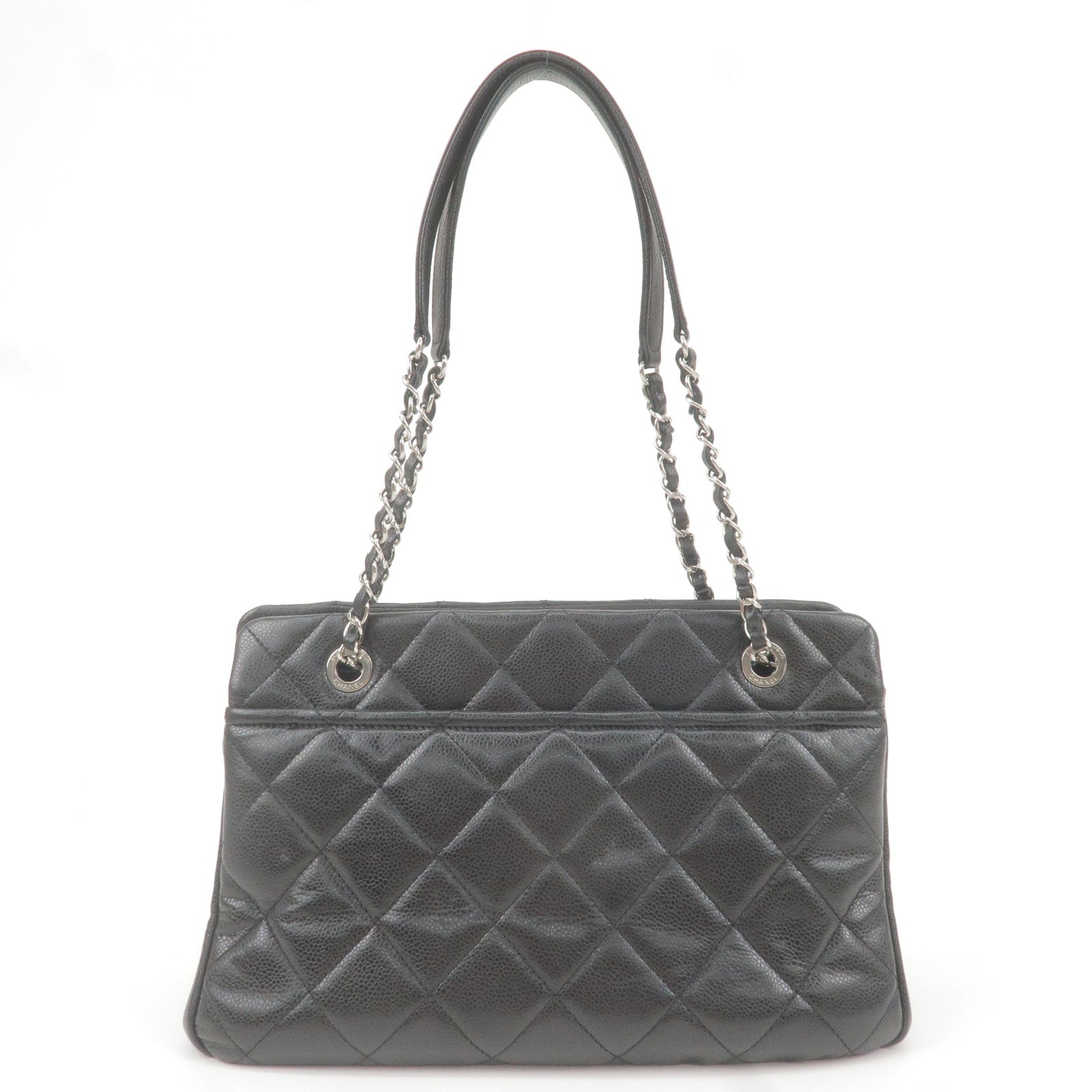 CHANEL Matelasse Caviar Skin Chain Tote Bag Black A67294