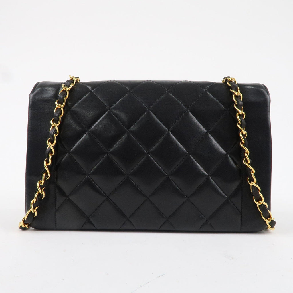 CHANEL Matelasse Lambskin Diana Chain Shoulder Bag Black A01165