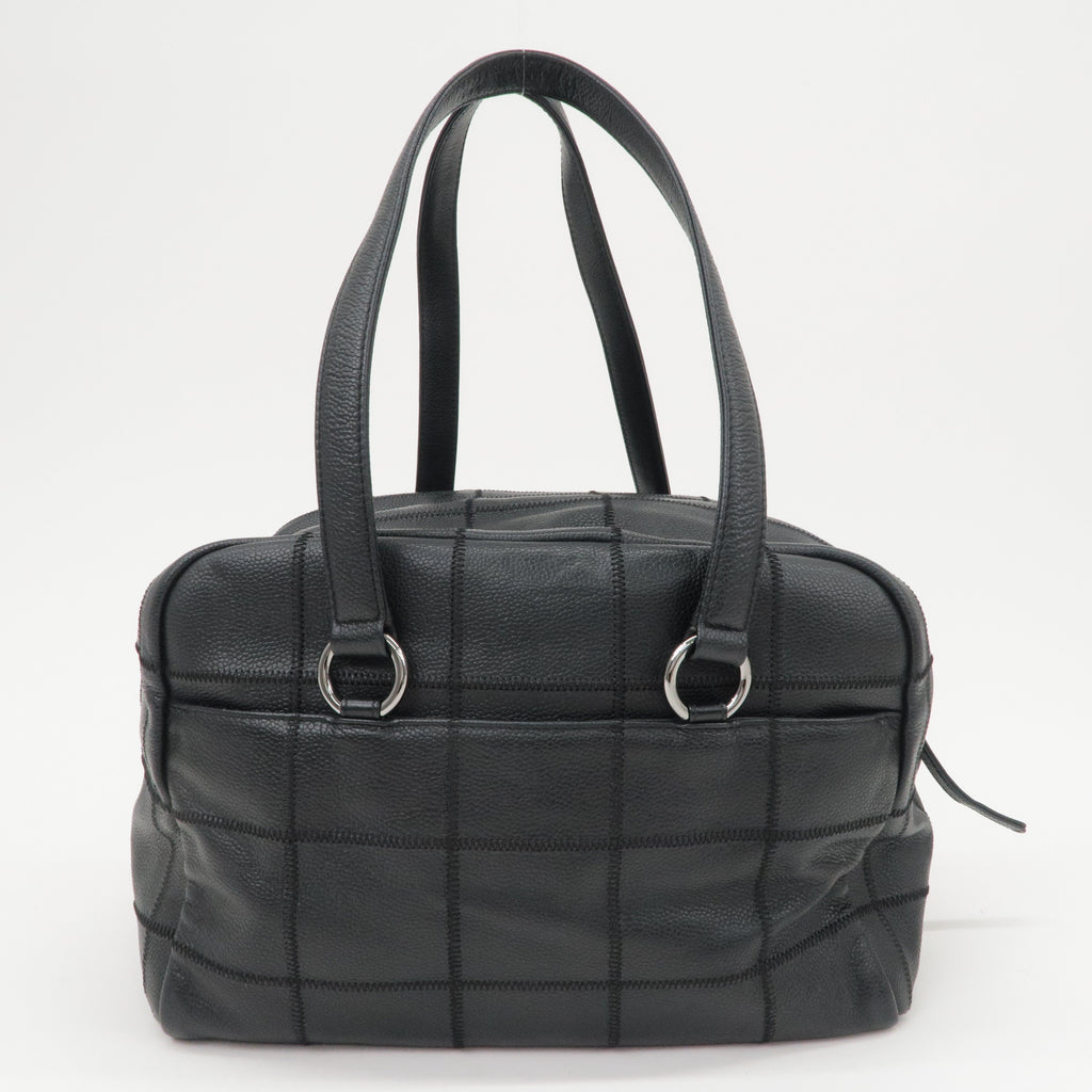 CHANEL Chocobar Caviar Skin Boston Bag Shoulder Bag Black