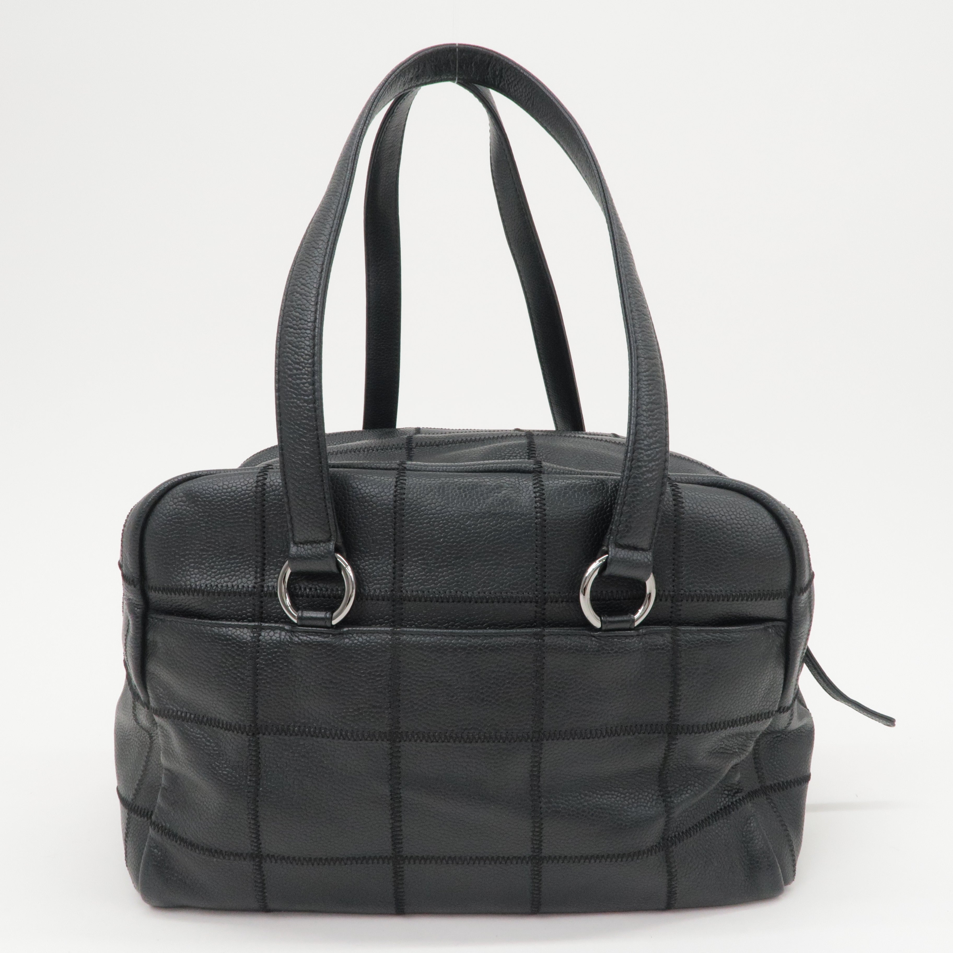 CHANEL Chocobar Caviar Skin Boston Bag Shoulder Bag Black