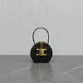 CE Round Box Triomphe In Triomphe Canvas Tan For Women 5in/12cm