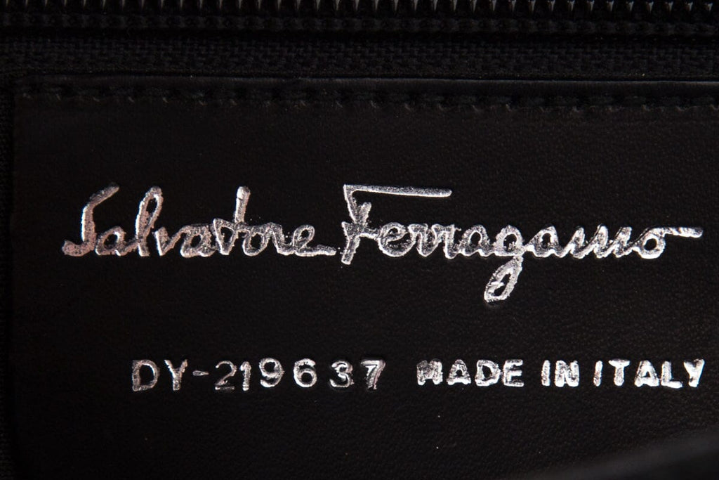 Salvatore Ferragamo Black Gancini Minio Leather Handbag