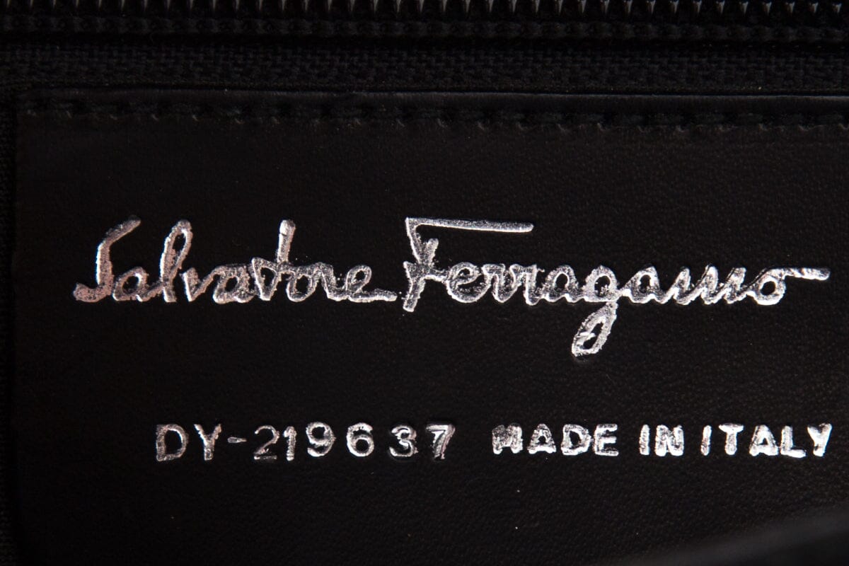Salvatore Ferragamo Black Gancini Minio Leather Handbag
