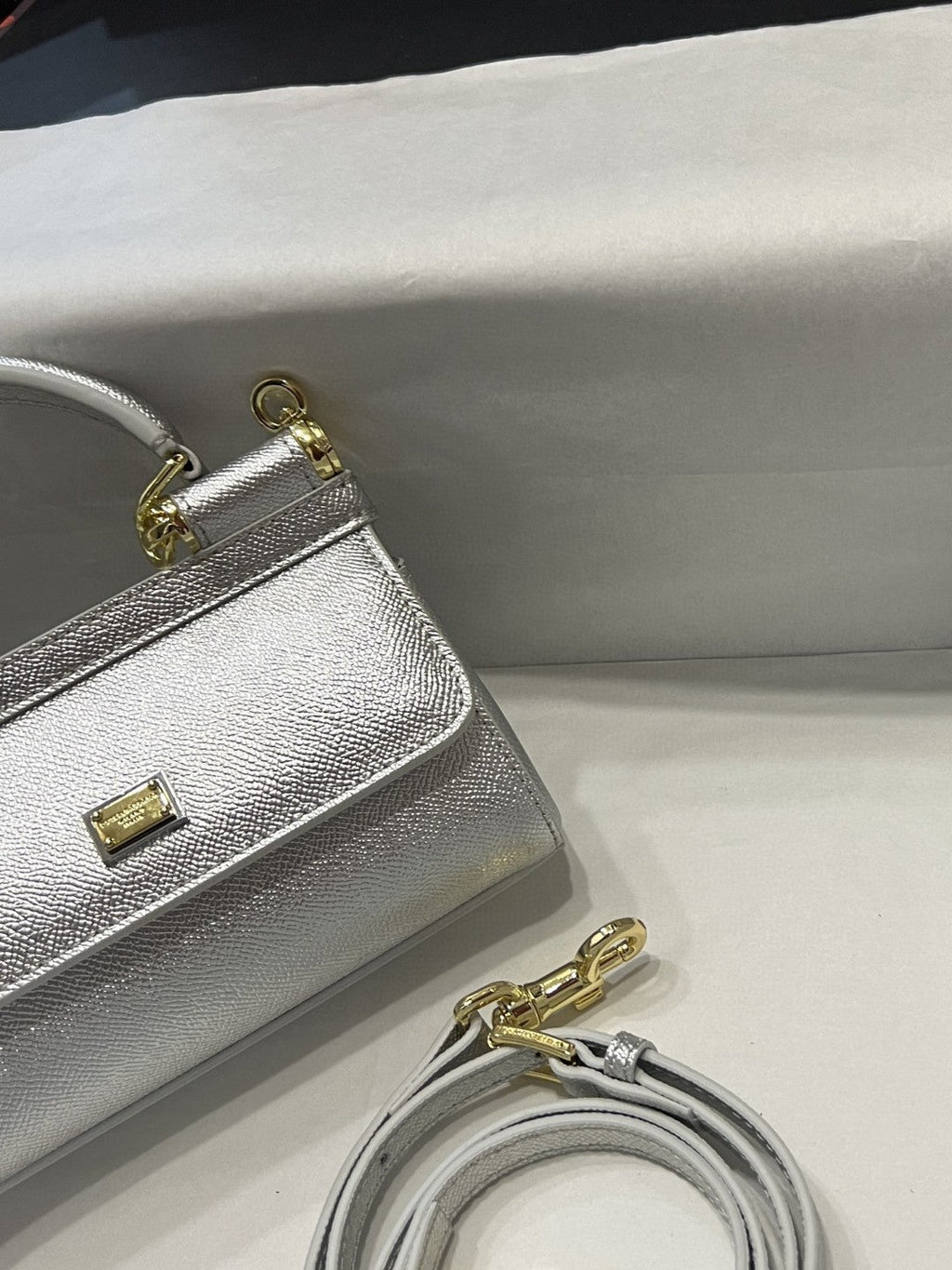GLAMI Small Sicily Bag In Dauphine Silver For Women 7.5in/19cm GLAMIÃ‚Â 