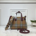 GLAMI Small Banner Vintage Check And Tote Purple For Women, WomenÃ¢â‚¬â„¢s Bags 10.5in/26cm
